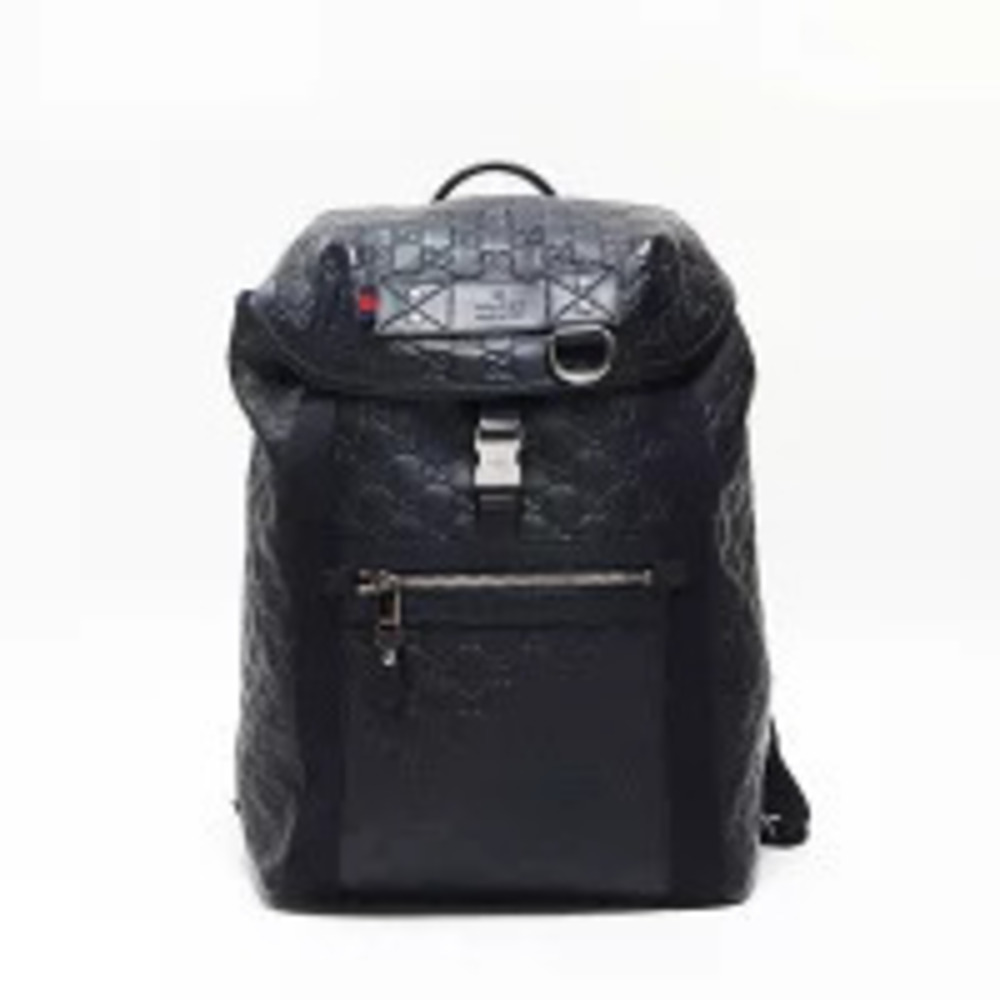Gucci Guccissima Leather Backpack Daypack Navy Blue
